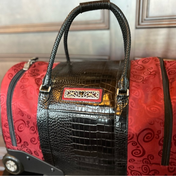 Brighton Red and Black Duffel Bag with Textured Leather - Picture 5 of 12